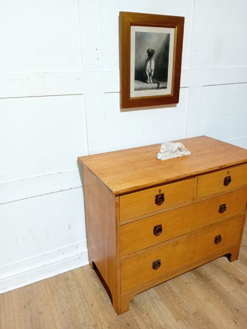 ANTIQUE ARTS CRAFTS GEORGE V OAK CHEST OF DRAWERS C191020 - ADDITIONAL PHOTO 7