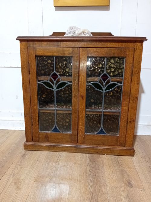 ANTIQUE ARTS CRAFTS OAK GLAZED LOW BOOKCASE C190015 - ADDITIONAL PHOTO 7