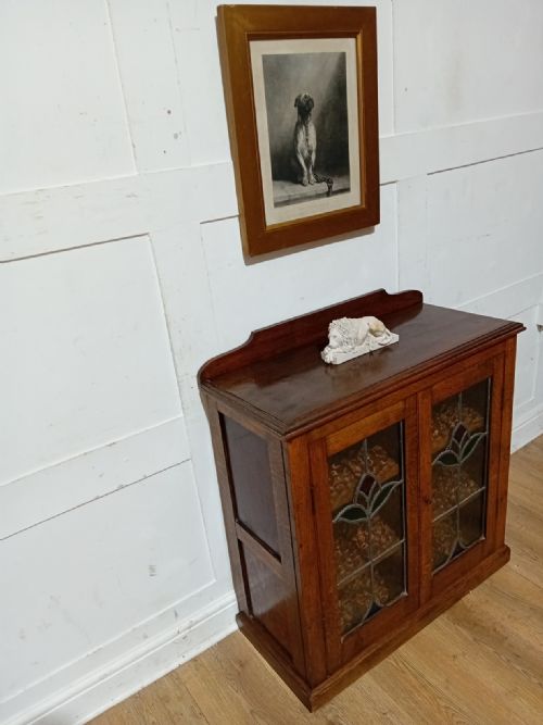 ANTIQUE ARTS CRAFTS OAK GLAZED LOW BOOKCASE C190015 - ADDITIONAL PHOTO 8