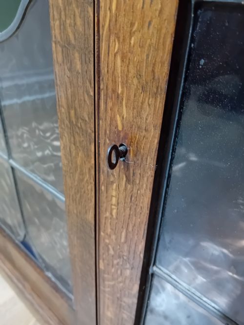 ANTIQUE ARTS CRAFTS OAK GLAZED LOW BOOKCASE C190015 - ADDITIONAL PHOTO 10