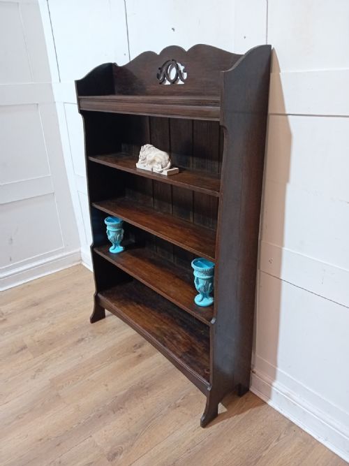 ARTS CRAFTS OAK WATERFALL BOOKCASE C1890 - ADDITIONAL PHOTO 1