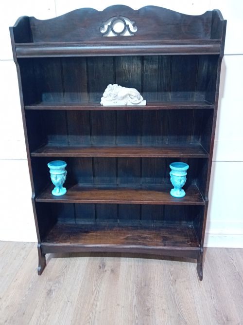 ARTS CRAFTS OAK WATERFALL BOOKCASE C1890 - ADDITIONAL PHOTO 7