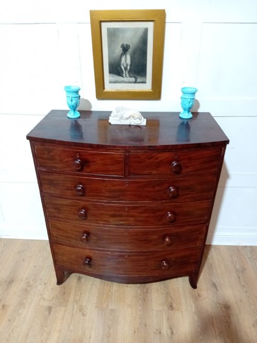 ANTIQUE GEORGIAN MAHOGANY BOW FRONT CHEST OF DRAWERS C182030 - ADDITIONAL PHOTO 8