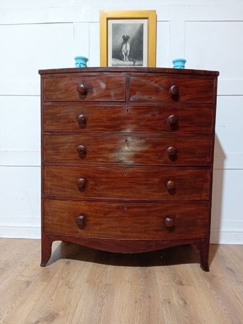 ANTIQUE GEORGIAN MAHOGANY BOW FRONT CHEST OF DRAWERS C182030 - ADDITIONAL PHOTO 10