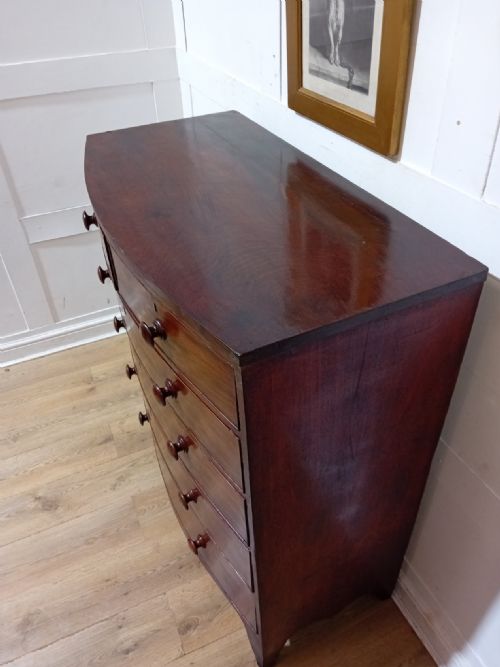 ANTIQUE GEORGIAN MAHOGANY BOW FRONT CHEST OF DRAWERS C182030 - ADDITIONAL PHOTO 13