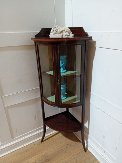 ANTIQUE EDWARDIAN DISPLAY CASE WITH BOWED GLASS DOORS C190111 - ADDITIONAL PHOTO 8