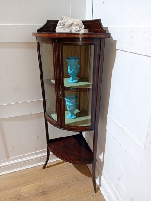 ANTIQUE EDWARDIAN DISPLAY CASE WITH BOWED GLASS DOORS C190111 - ADDITIONAL PHOTO 1