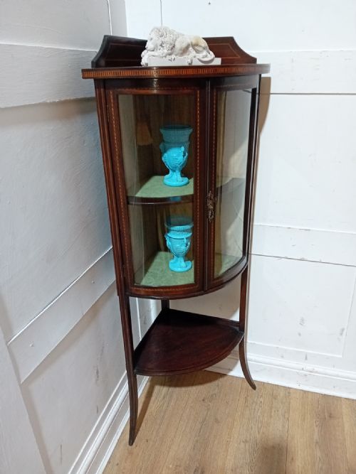 ANTIQUE EDWARDIAN DISPLAY CASE WITH BOWED GLASS DOORS C190111 - ADDITIONAL PHOTO 3