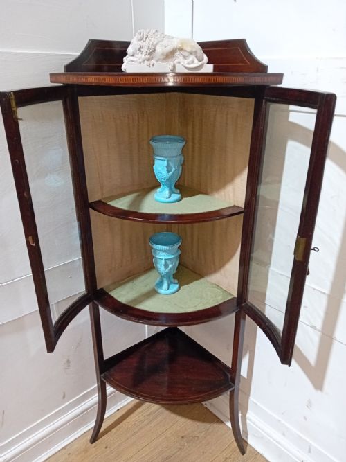 ANTIQUE EDWARDIAN DISPLAY CASE WITH BOWED GLASS DOORS C190111 - ADDITIONAL PHOTO 6