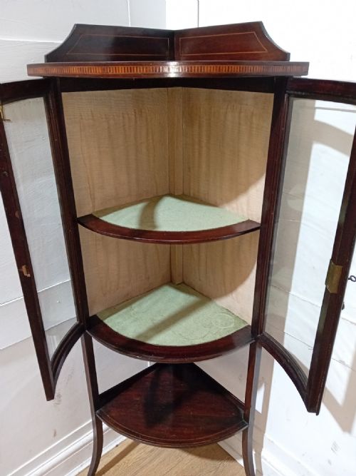 ANTIQUE EDWARDIAN DISPLAY CASE WITH BOWED GLASS DOORS C190111 - ADDITIONAL PHOTO 7