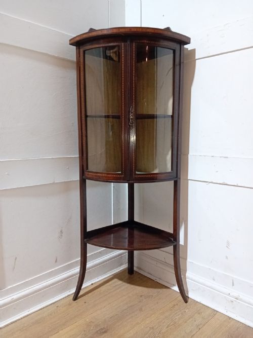 ANTIQUE EDWARDIAN DISPLAY CASE WITH BOWED GLASS DOORS C190111 - ADDITIONAL PHOTO 9