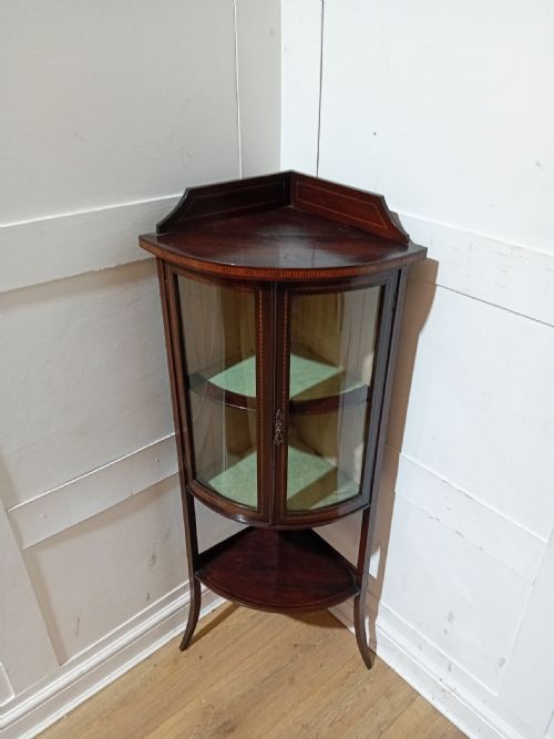 ANTIQUE EDWARDIAN DISPLAY CASE WITH BOWED GLASS DOORS C190111 - ADDITIONAL PHOTO 10