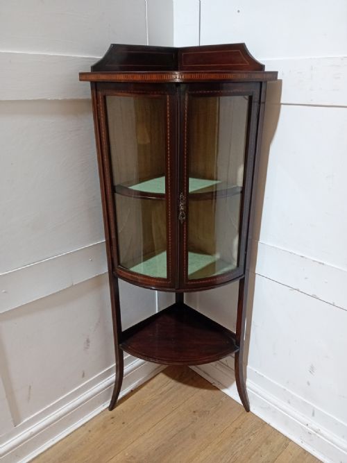 ANTIQUE EDWARDIAN DISPLAY CASE WITH BOWED GLASS DOORS C190111 - ADDITIONAL PHOTO 13
