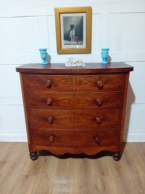 ANTIQUE VICTORIAN MAHOGANY BOW FRONT CHEST OF DRAWERS C187090 - ADDITIONAL PHOTO 4