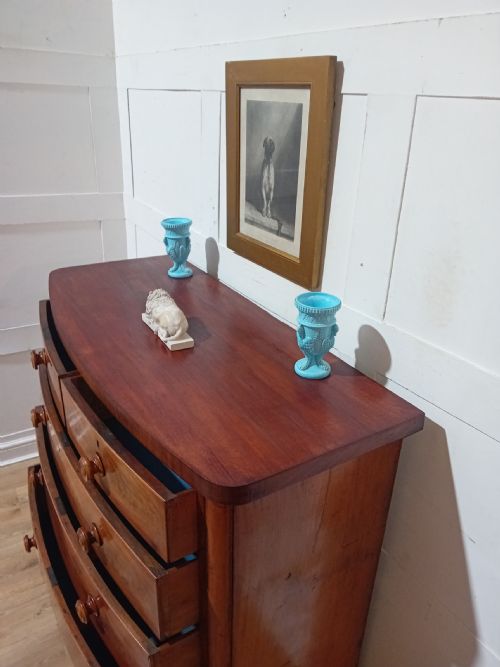 ANTIQUE VICTORIAN MAHOGANY BOW FRONT CHEST OF DRAWERS C187090 - ADDITIONAL PHOTO 9