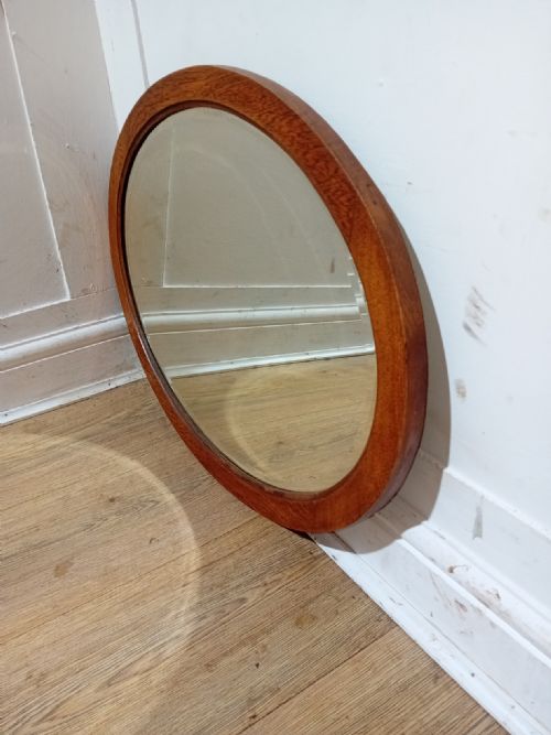 ANTIQUE OAK ARTS CRAFTS OVAL BEVEL EDGE MIRROR C190010 - ADDITIONAL PHOTO 7