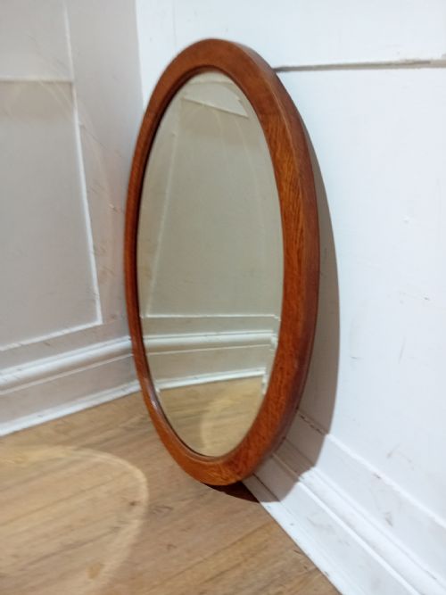 ANTIQUE OAK ARTS CRAFTS OVAL BEVEL EDGE MIRROR C190010 - ADDITIONAL PHOTO 8