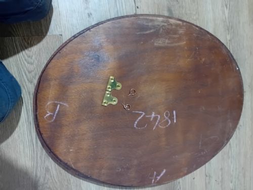 ANTIQUE OAK ARTS CRAFTS OVAL BEVEL EDGE MIRROR C190010 - ADDITIONAL PHOTO 12