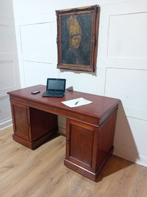 ARTS CRAFTS VICTORIAN MAHOGANY PEDESTAL DESK C188595 - ADDITIONAL PHOTO 3