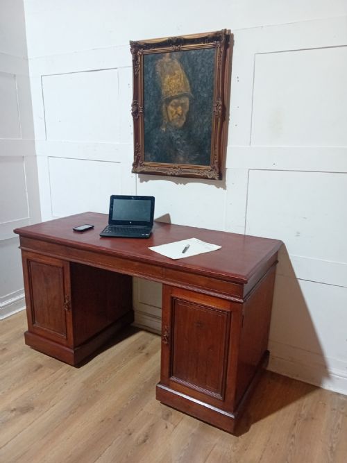ARTS CRAFTS VICTORIAN MAHOGANY PEDESTAL DESK C188595 - ADDITIONAL PHOTO 2