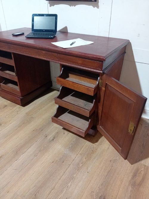 ARTS CRAFTS VICTORIAN MAHOGANY PEDESTAL DESK C188595 - ADDITIONAL PHOTO 9