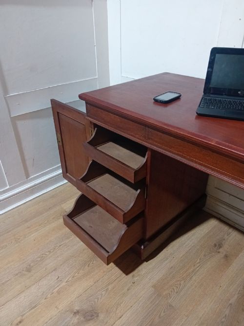 ARTS CRAFTS VICTORIAN MAHOGANY PEDESTAL DESK C188595 - ADDITIONAL PHOTO 10