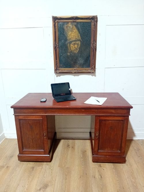 ARTS CRAFTS VICTORIAN MAHOGANY PEDESTAL DESK C188595 - ADDITIONAL PHOTO 13