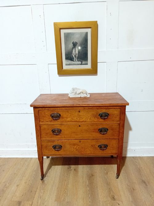 ARTS CRAFTS VICTORIAN OAK CHEST OF DRAWERS C18801900 - ADDITIONAL PHOTO 3
