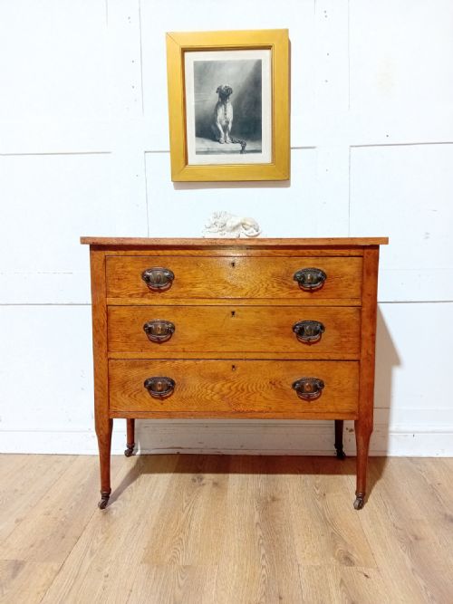 ARTS CRAFTS VICTORIAN OAK CHEST OF DRAWERS C18801900 - ADDITIONAL PHOTO 5