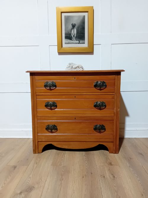 ANTIQUE VICTORIAN SATINWOOD CHEST OF DRAWERS C18801900 - ADDITIONAL PHOTO 4