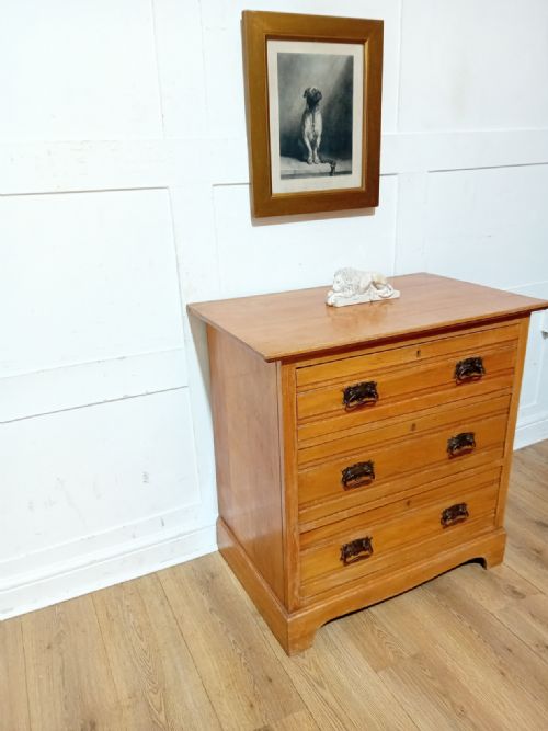 ARTS CRAFTS HARRIS LEBUS SATINWOOD CHEST OF DRAWES C18801900 - ADDITIONAL PHOTO 3