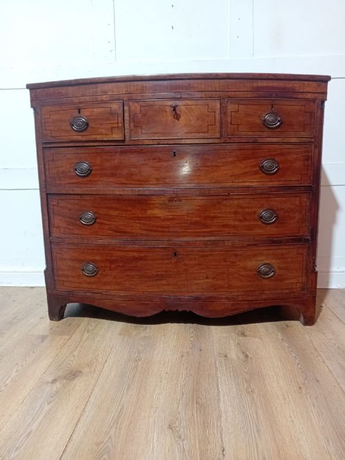 ANTIQUE GEORGE III MAHOGANY BOWFRONT CHEST OF DRAWERS C1785095
