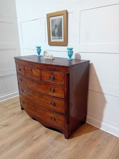 ANTIQUE GEORGE III MAHOGANY BOWFRONT CHEST OF DRAWERS C1785095 - ADDITIONAL PHOTO 2