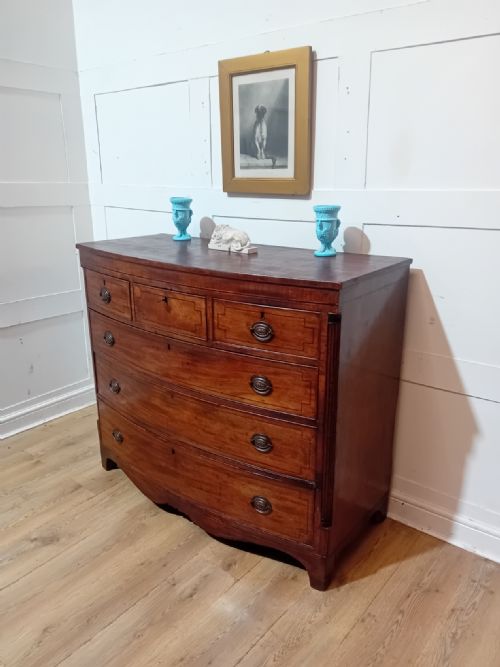 ANTIQUE GEORGE III MAHOGANY BOWFRONT CHEST OF DRAWERS C1785095 - ADDITIONAL PHOTO 4