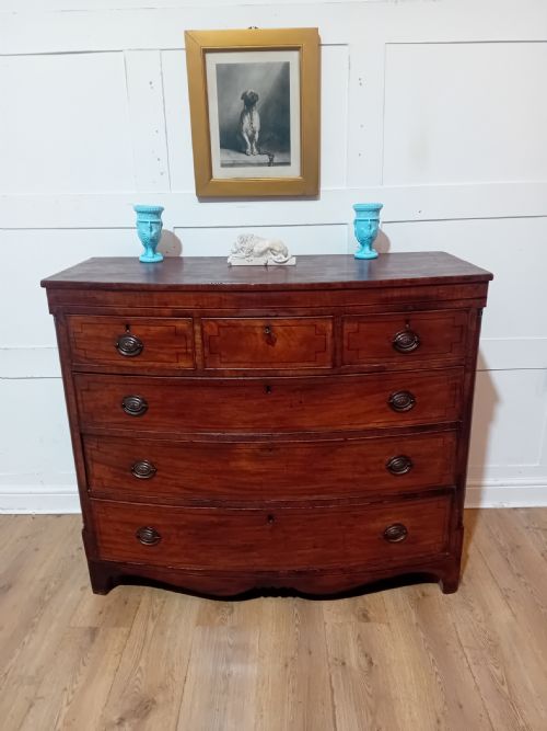 ANTIQUE GEORGE III MAHOGANY BOWFRONT CHEST OF DRAWERS C1785095 - ADDITIONAL PHOTO 7