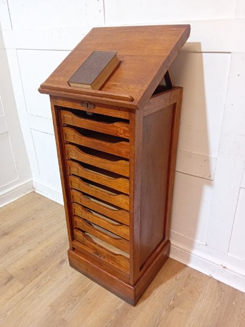 RARE ANTIQUE VICTORIAN OAK LECTURN TOP FILING CABINET C18901910