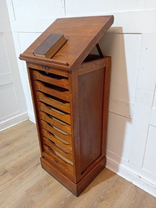 RARE ANTIQUE VICTORIAN OAK LECTURN TOP FILING CABINET C18901910 - ADDITIONAL PHOTO 1