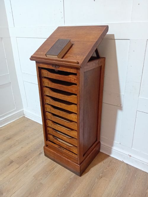 RARE ANTIQUE VICTORIAN OAK LECTURN TOP FILING CABINET C18901910 - ADDITIONAL PHOTO 2