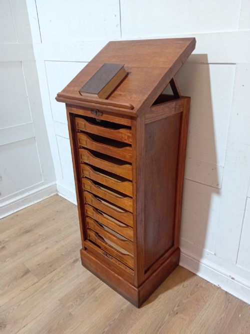 RARE ANTIQUE VICTORIAN OAK LECTURN TOP FILING CABINET C18901910 - ADDITIONAL PHOTO 3