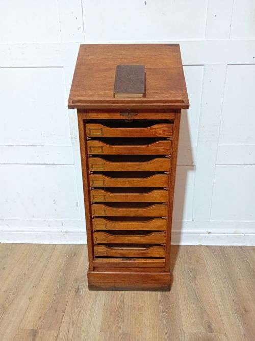RARE ANTIQUE VICTORIAN OAK LECTURN TOP FILING CABINET C18901910 - ADDITIONAL PHOTO 4