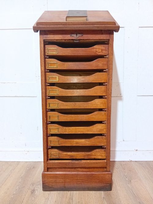 RARE ANTIQUE VICTORIAN OAK LECTURN TOP FILING CABINET C18901910 - ADDITIONAL PHOTO 5