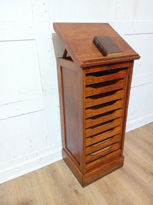 RARE ANTIQUE VICTORIAN OAK LECTURN TOP FILING CABINET C18901910 - ADDITIONAL PHOTO 6