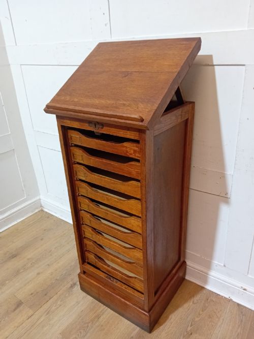 RARE ANTIQUE VICTORIAN OAK LECTURN TOP FILING CABINET C18901910 - ADDITIONAL PHOTO 7