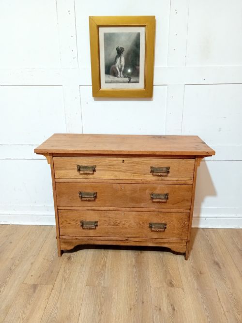 ANTIQUE ARTS CRAFTS OAK CHEST OF THREE DRAWERS C18801900 - ADDITIONAL PHOTO 3