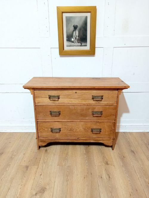 ANTIQUE ARTS CRAFTS OAK CHEST OF THREE DRAWERS C18801900 - ADDITIONAL PHOTO 11