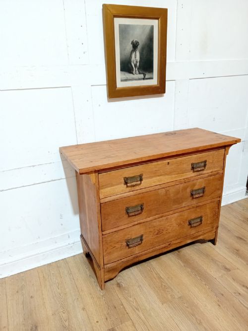 ANTIQUE ARTS CRAFTS OAK CHEST OF THREE DRAWERS C18801900 - ADDITIONAL PHOTO 12