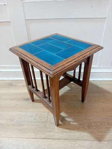 ARTS CRAFTS OAK TILE TOP SIDE TABLE C1880 - ADDITIONAL PHOTO 6