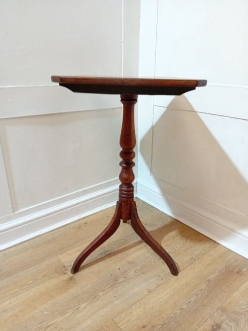 A Georgian oak wine table featuring a rectangular top with canted corners supported by a turned central pedestal and tripod base. View VIII