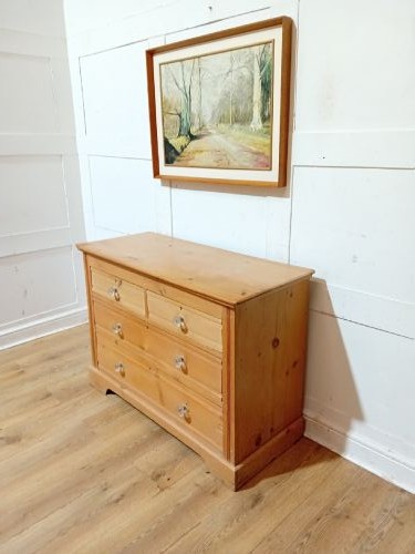 ANTIQUE VICTORIAN PINE CHEST OF DRAWERS WITH GLASS HANDLES c1880-1900 View III