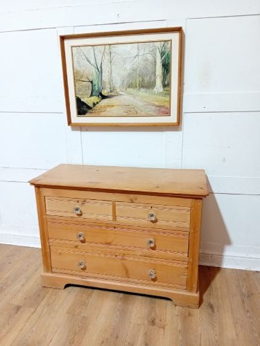 ANTIQUE VICTORIAN PINE CHEST OF DRAWERS WITH GLASS HANDLES c1880-1900 View IV